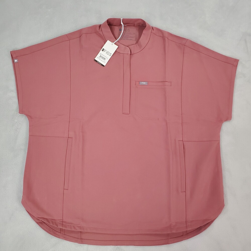 Figs Montex Classic Mock Neck Scrub Top Womens 2XL Mauve 4 Way Stretch Medical